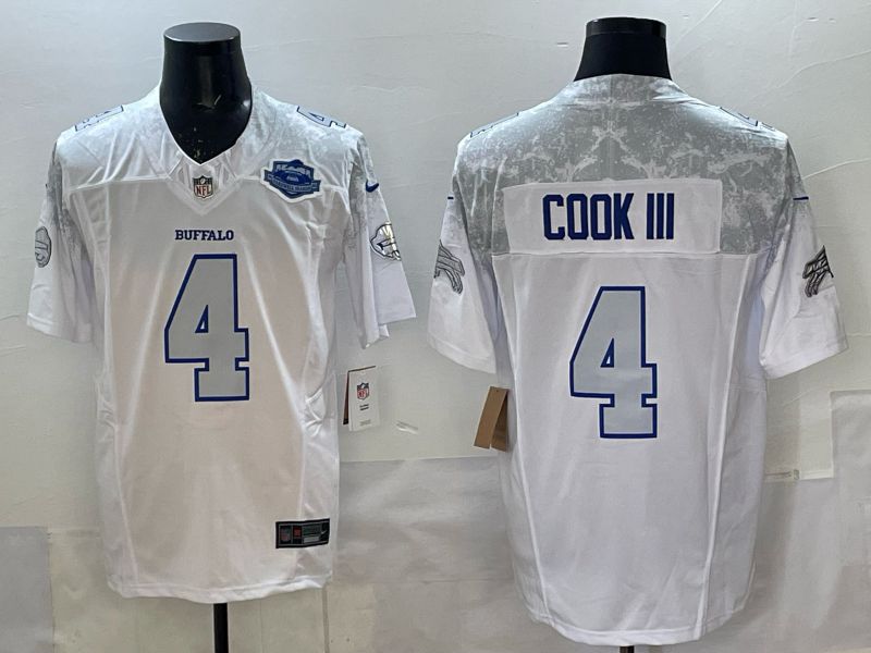 Men 2025 Buffalo Bills 4 Cook iii white 5th generation Throwback Nike Limited NFL Jersey style 08